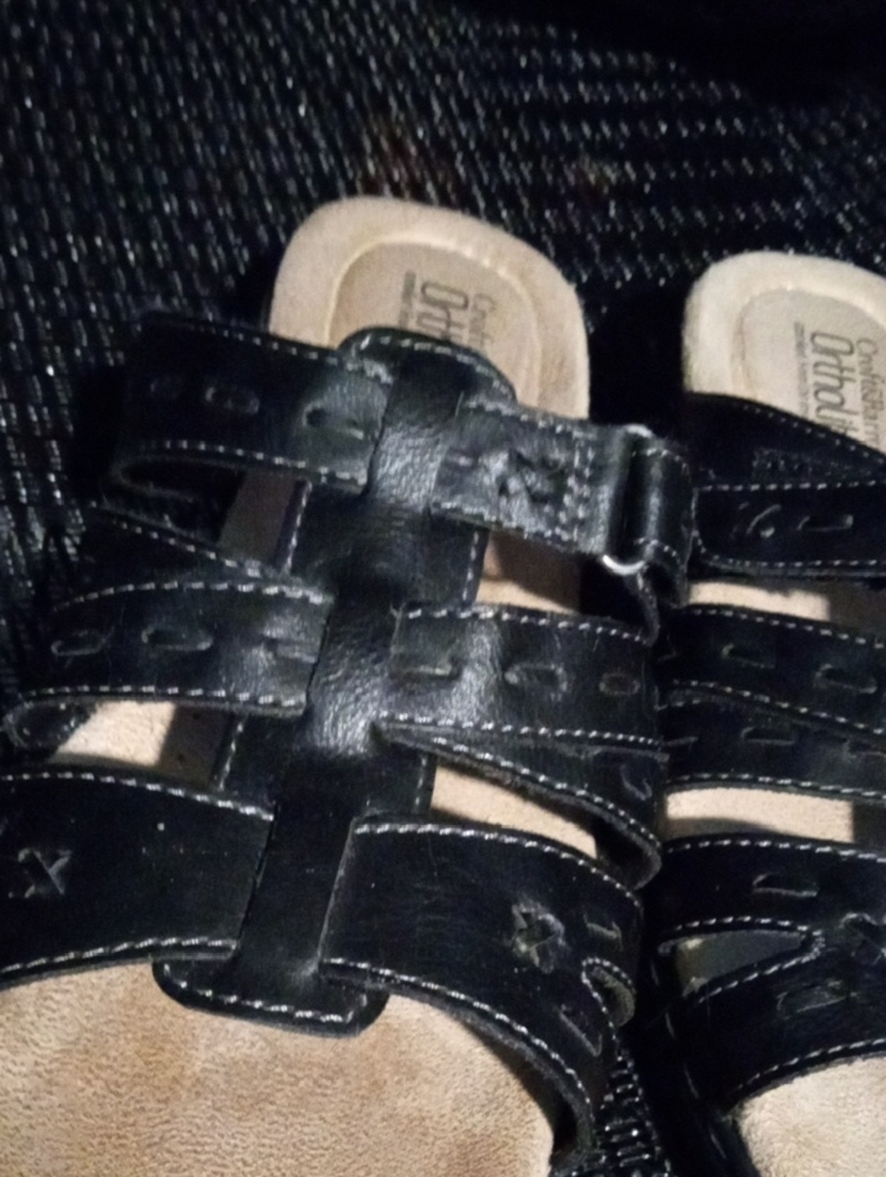 croft & barrow Black Multi-Strap Ortholite Slide Sandals - Picture 13 of 14